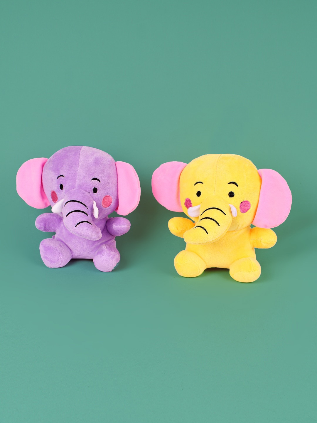 

DukieKooky Kids Set Of 2 Yellow & Purple Solid Soft Toys