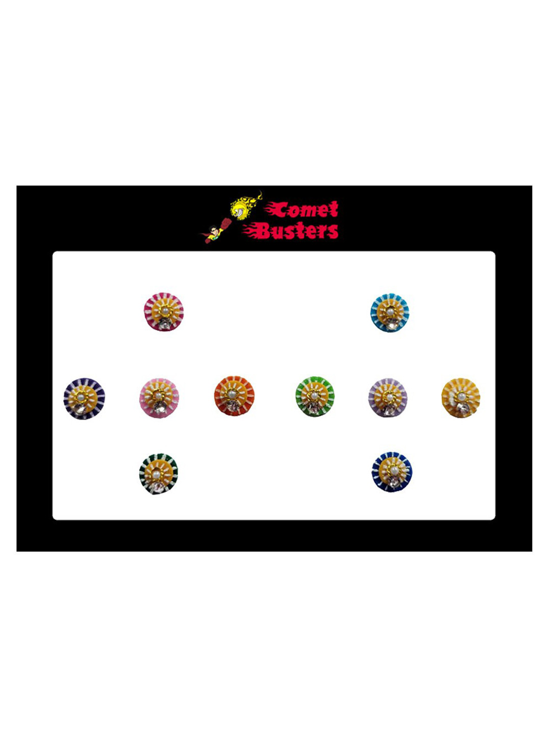 

Comet Busters Multicoloured Set of 10 Stone Studded Bindis, Multi