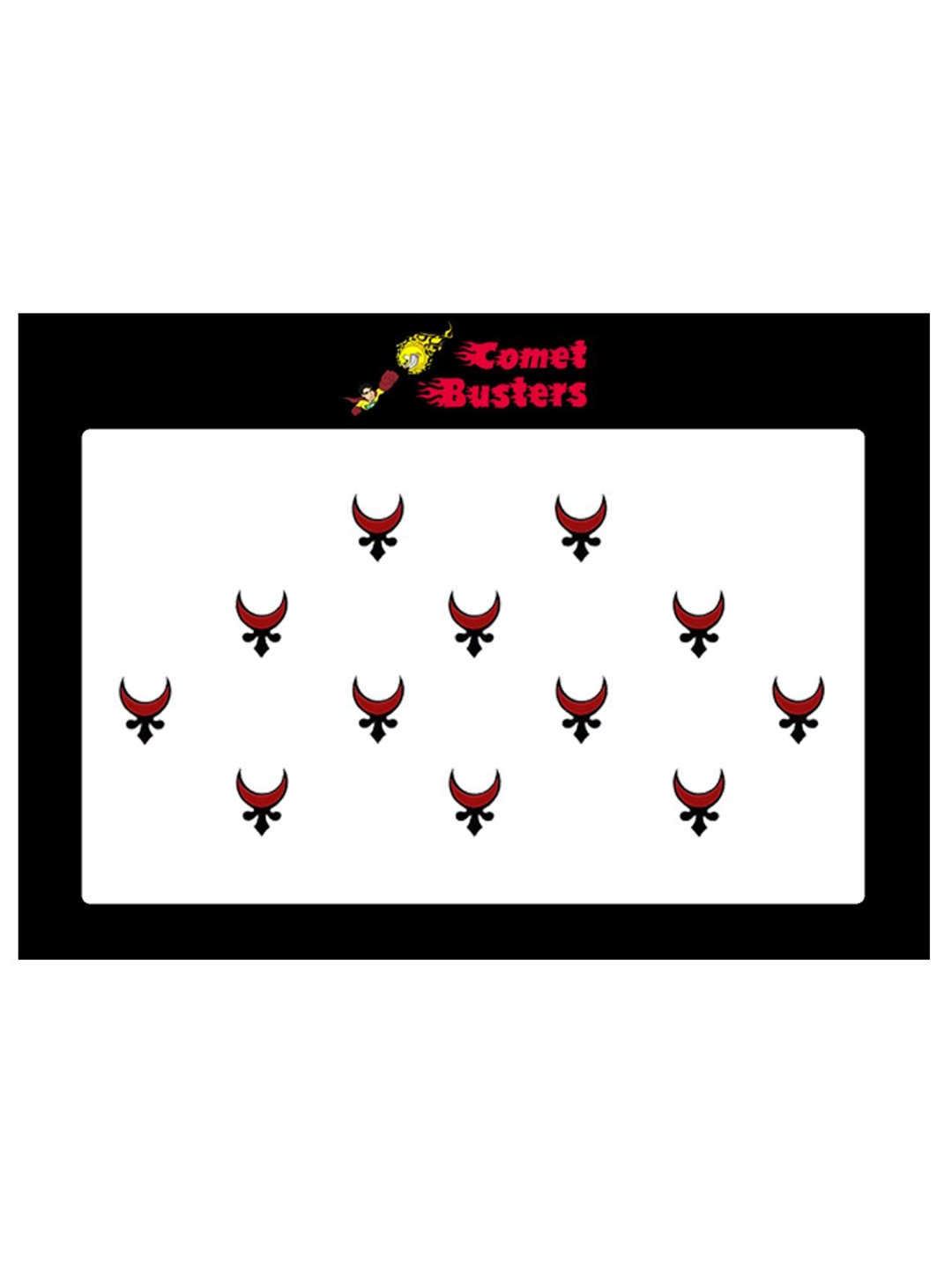 

Comet Busters Set Of 12 Crescent-Shaped Designer Bindis - Maroon & Black