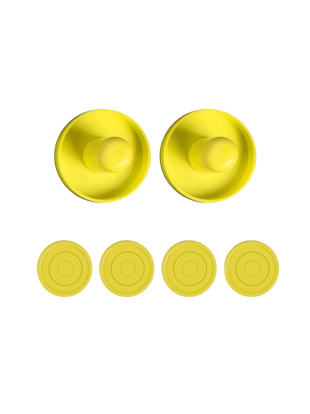 

WEMBLEY Kids Set Of 6 Yellow Solid Pucks & Strikers Air Hockey Accessories
