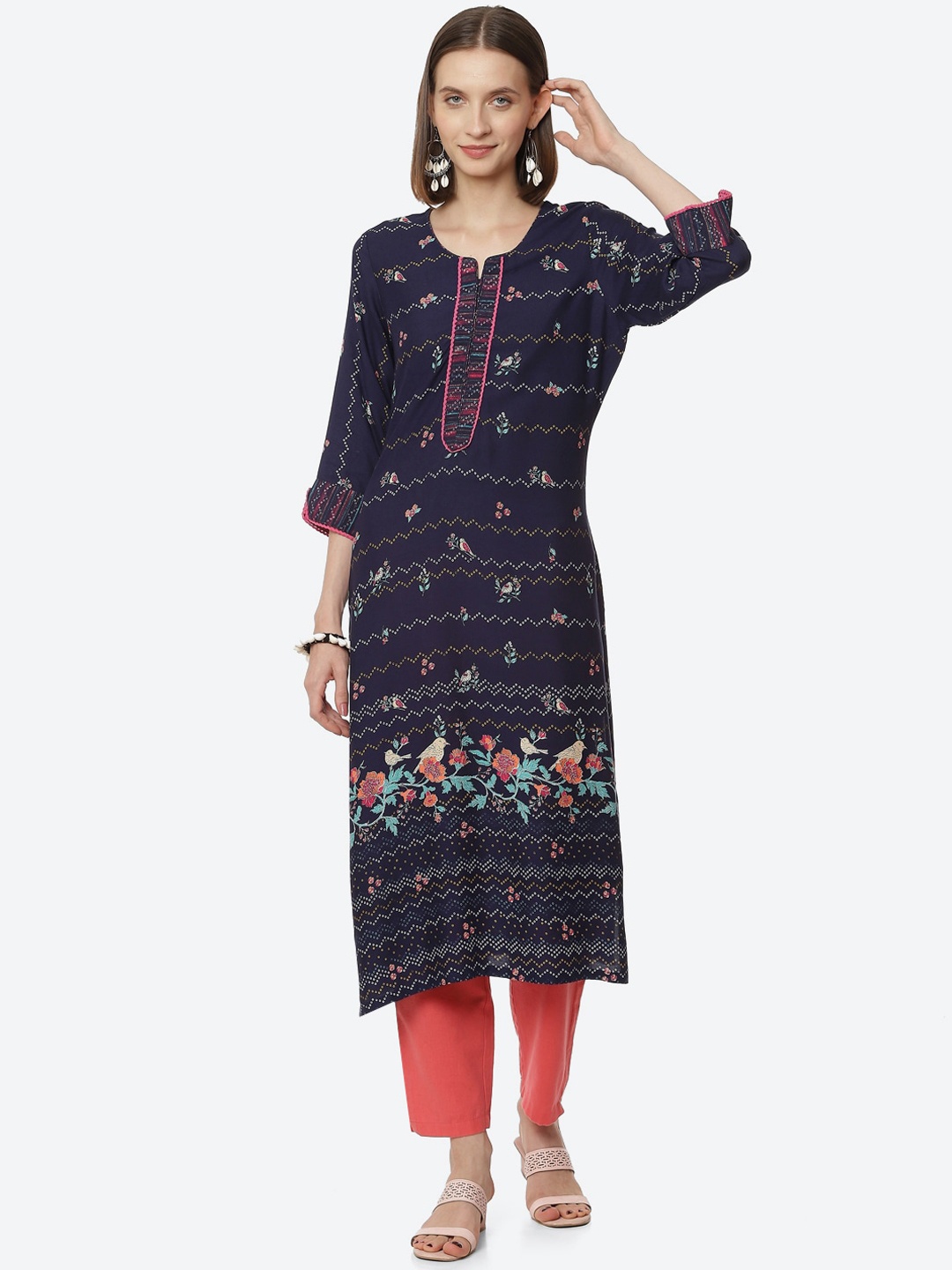 

Rangriti Women Blue Bandhani Printed Kurta
