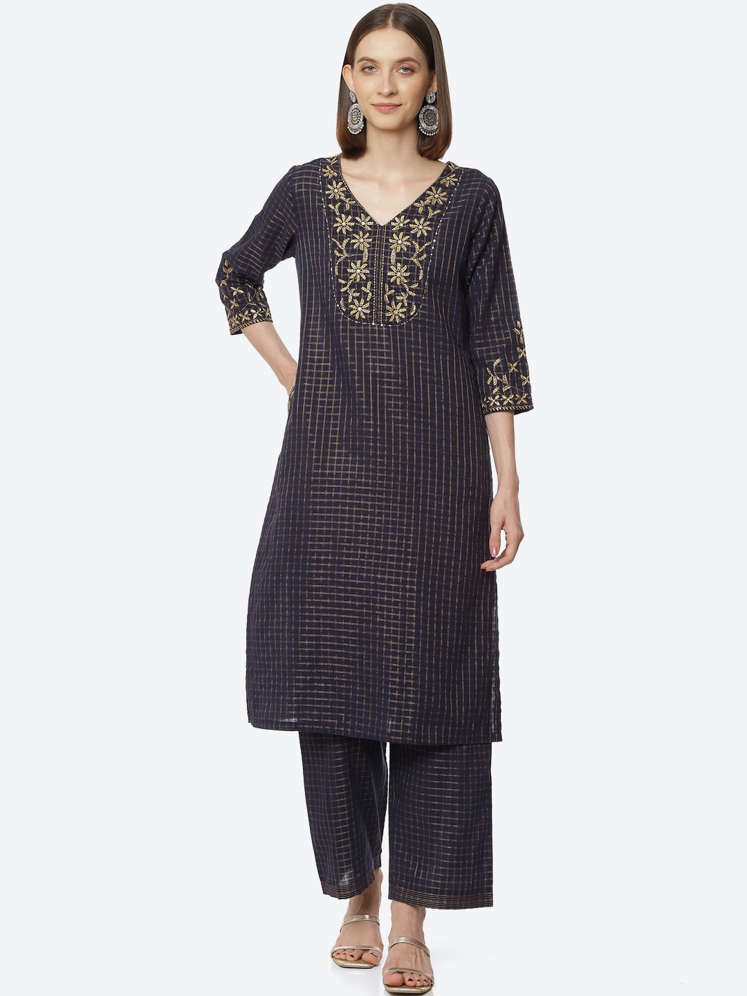 

Rangriti Women Ethnic Motifs Printed Kurta with Palazzos, Blue