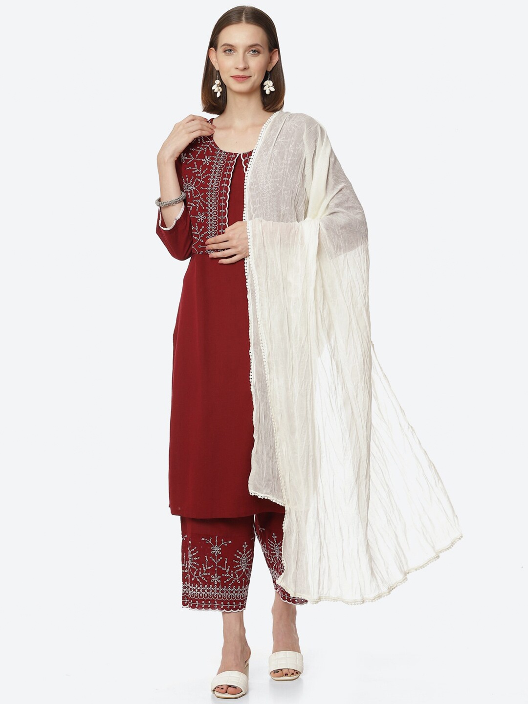 

Rangriti Women Solid Dupatta, Off white