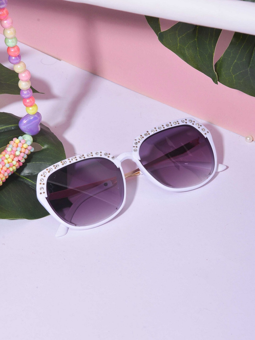 

POPLINS Kids Purple Lens & White Square Sunglasses with UV Protected Lens