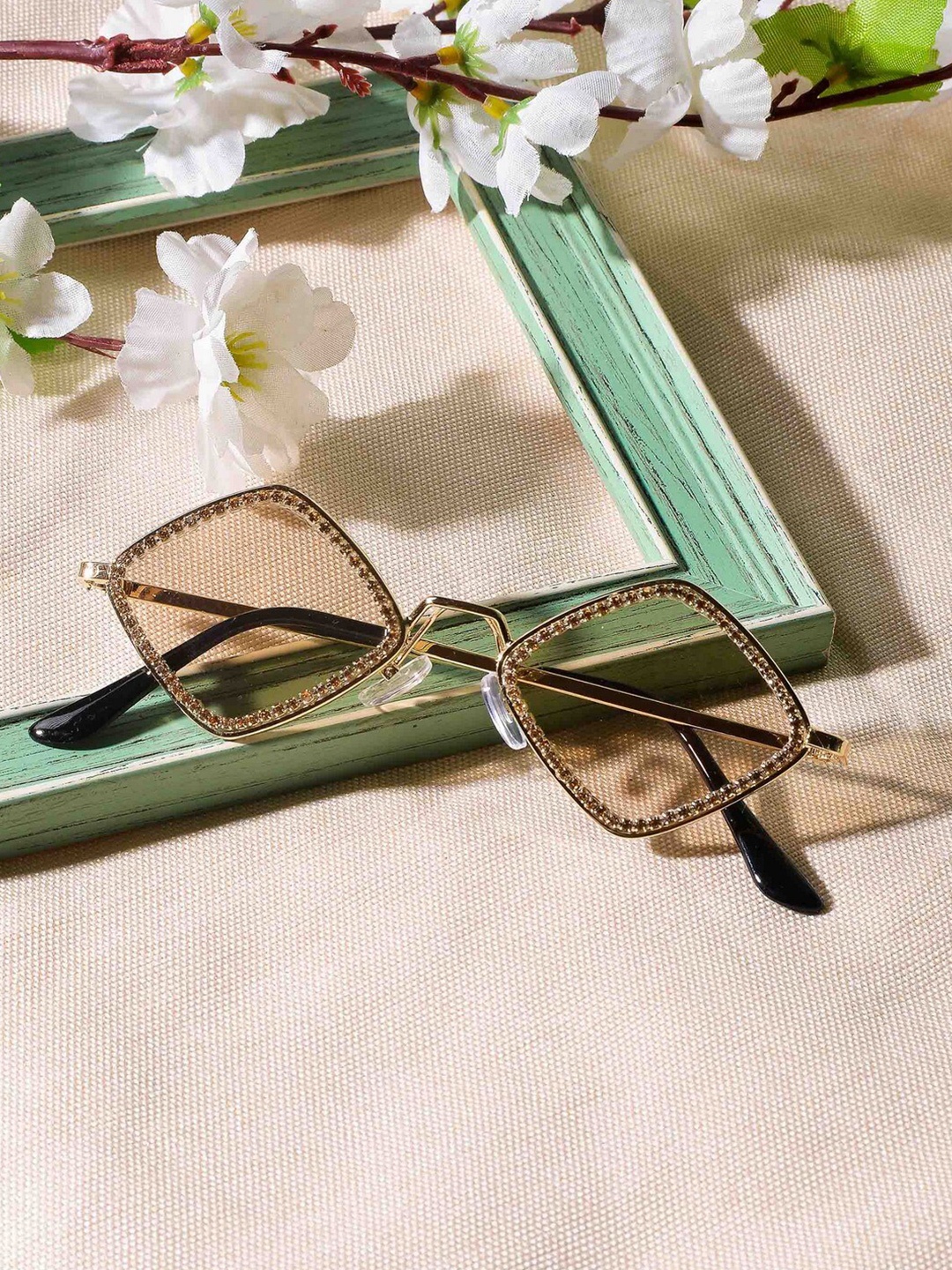

POPLINS Kids Lens & Gold-Toned Square Sunglasses with UV Protected Lens, Yellow