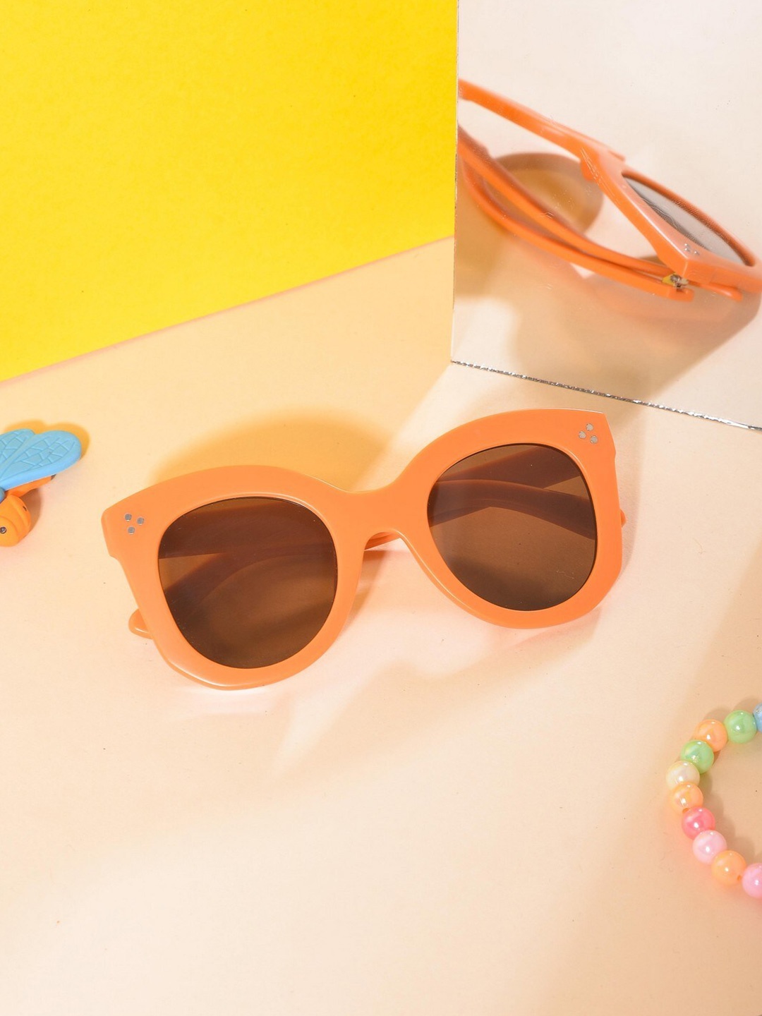 

POPLINS Unisex Kids Cateye Sunglasses with UV Protected Lens, Orange