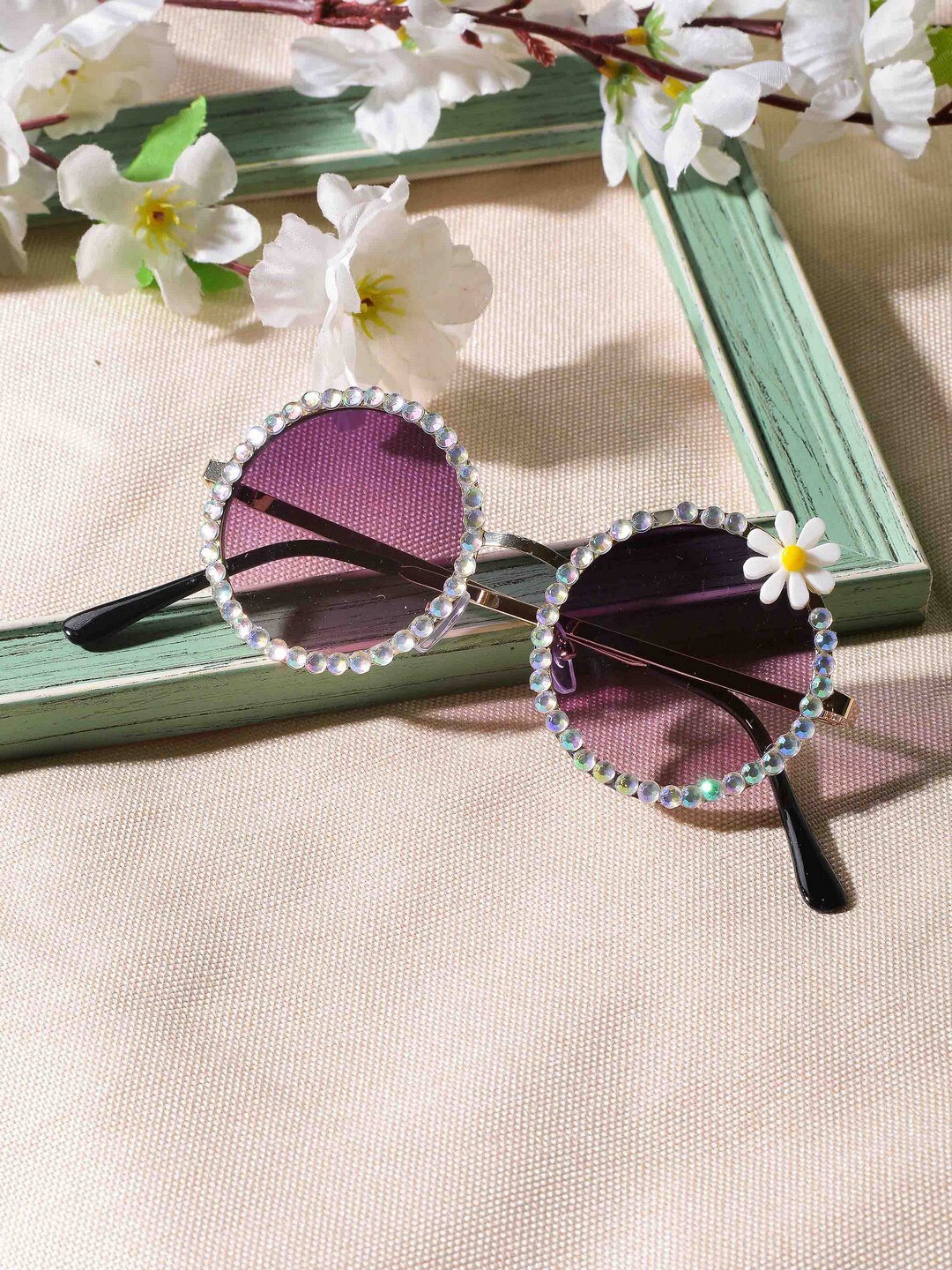 

POPLINS Unisex Round Sunglasses with UV Protected Lens, Purple