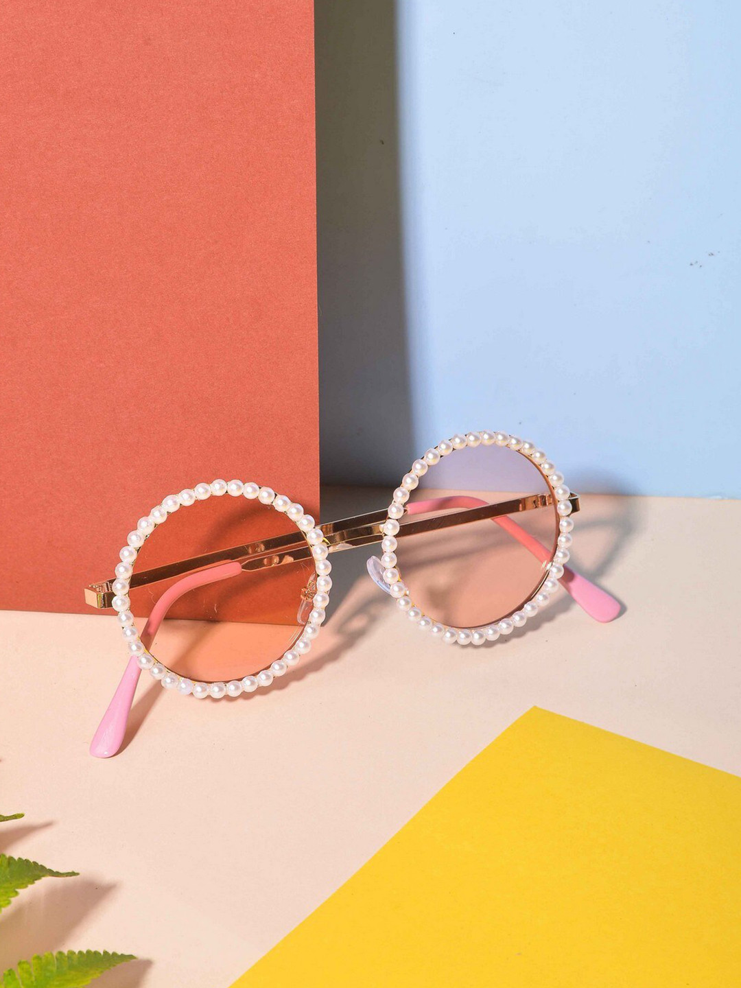 

POPLINS Unisex Kids Round Sunglasses with UV Protected Lens, Pink