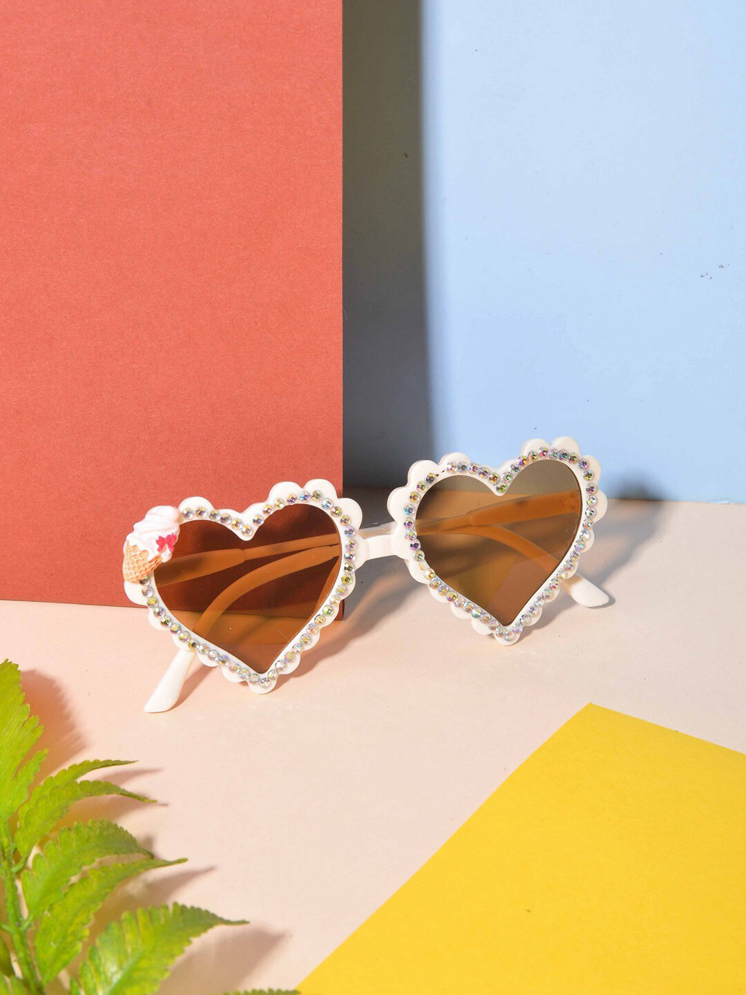 

POPLINS Unisex Kids Heart Shaped Sunglasses with UV Protected Lens, Pink