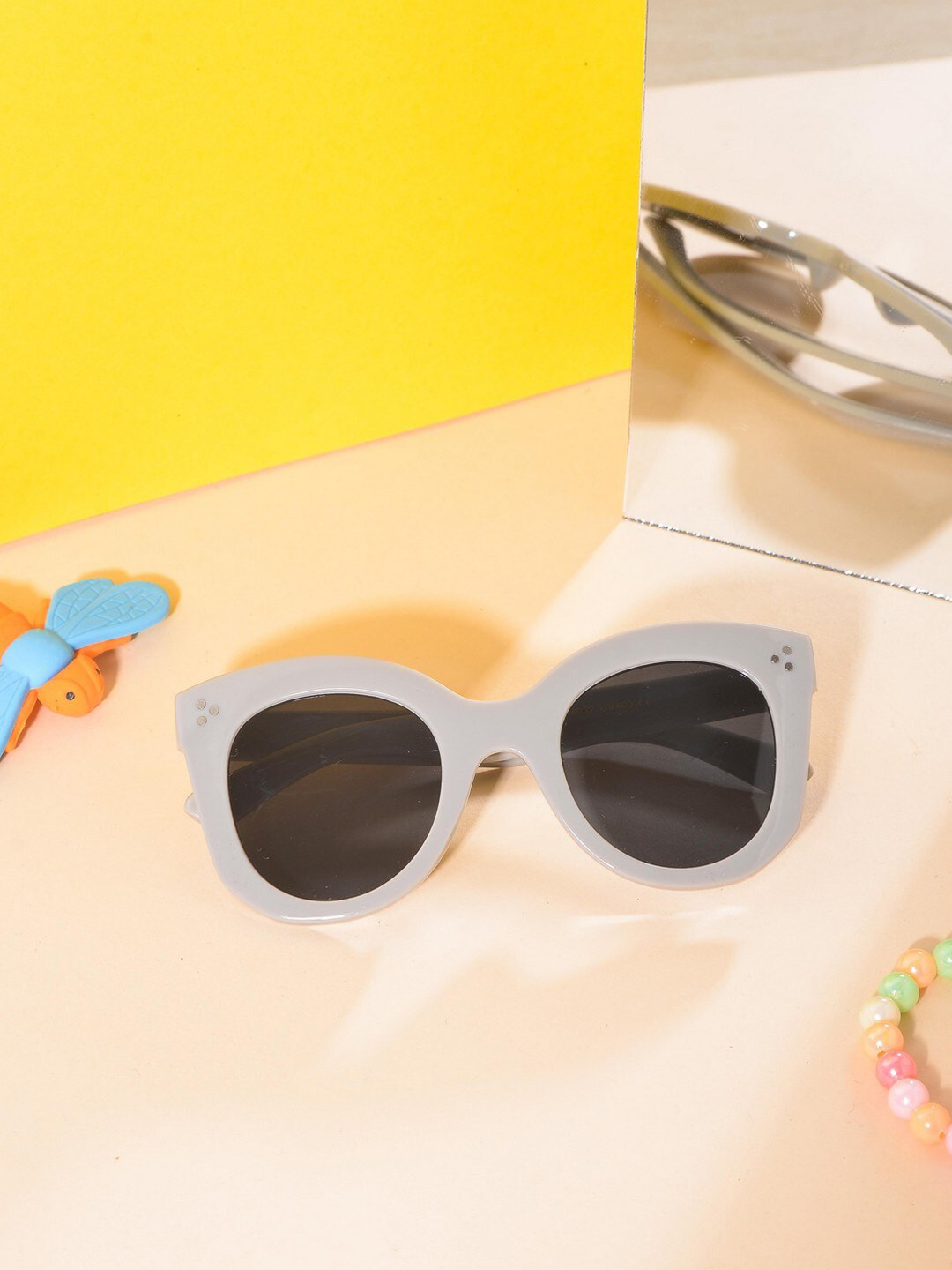 

POPLINS Unisex Kids Cateye Sunglasses with UV Protected Lens, Grey