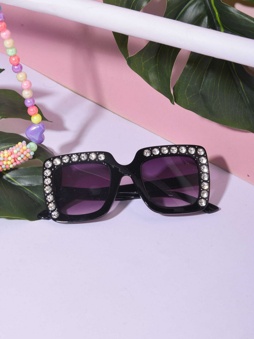 

POPLINS Unisex Kids Rectangle Sunglasses with UV Protected Lens, Purple
