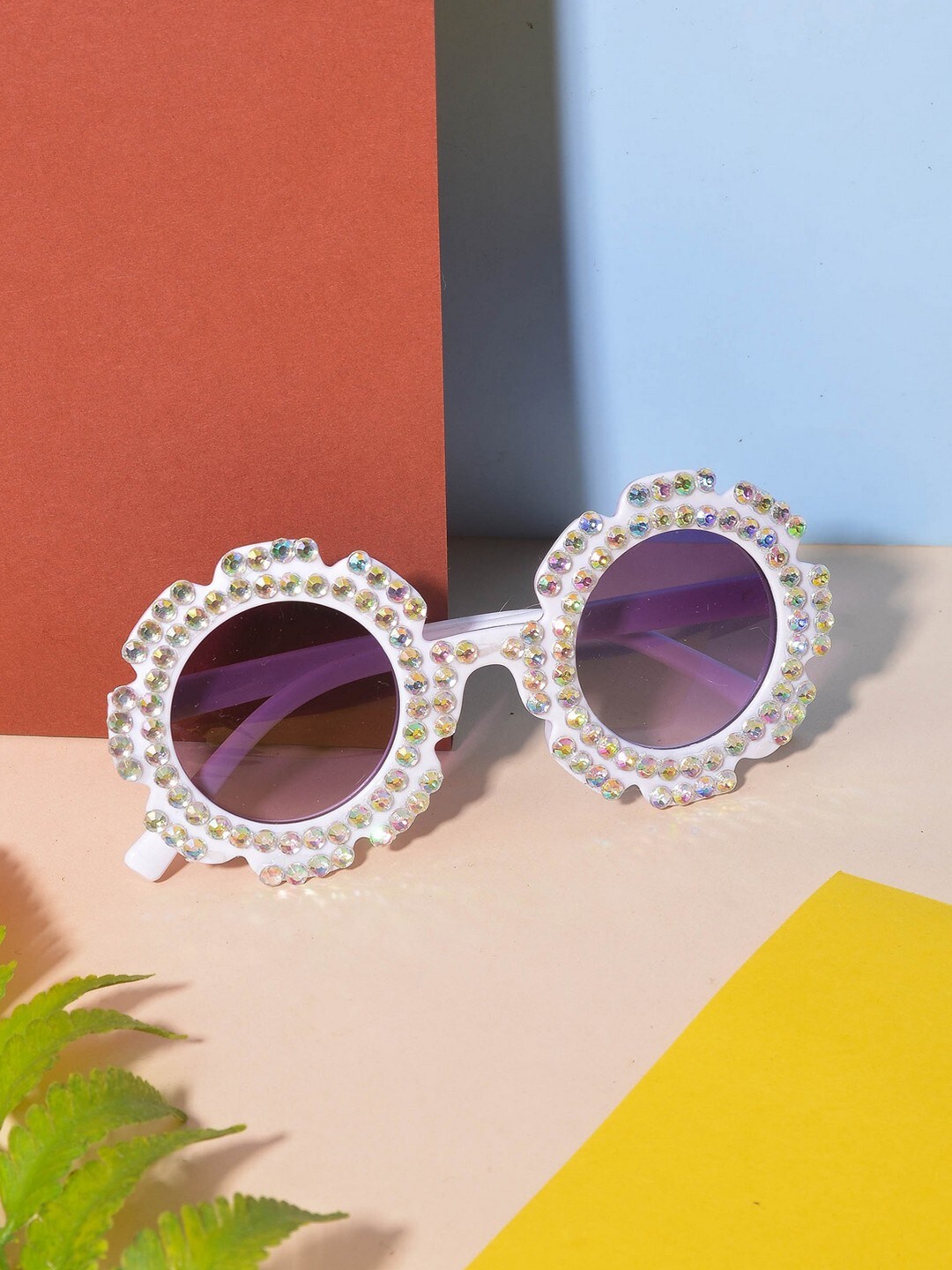 

POPLINS Unisex Kids Round Sunglasses with UV Protected Lens, Purple