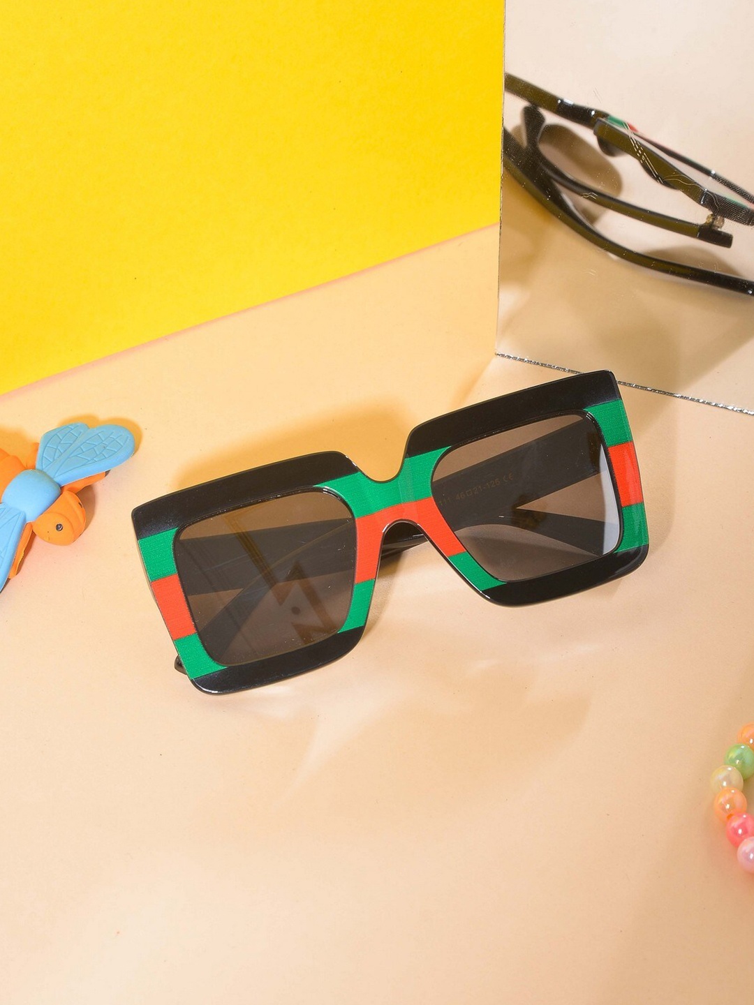 

POPLINS Unisex Kids Rectangle Sunglasses with UV Protected Lens, Transparent