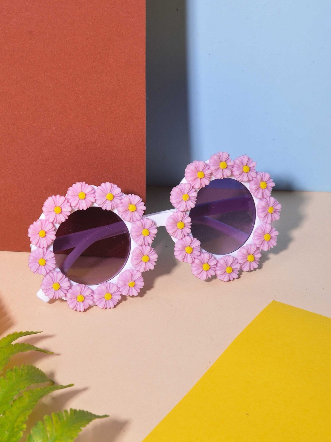 

POPLINS Unisex Kids Round Sunglasses with UV Protected Lens, Purple