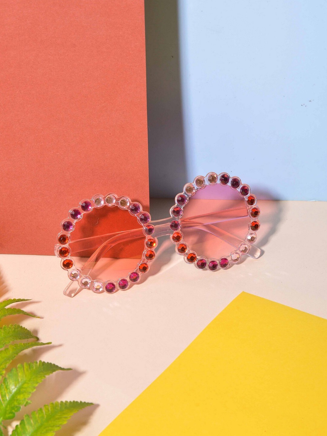 

POPLINS Unisex Kids Round Sunglasses with UV Protected Lens, Pink