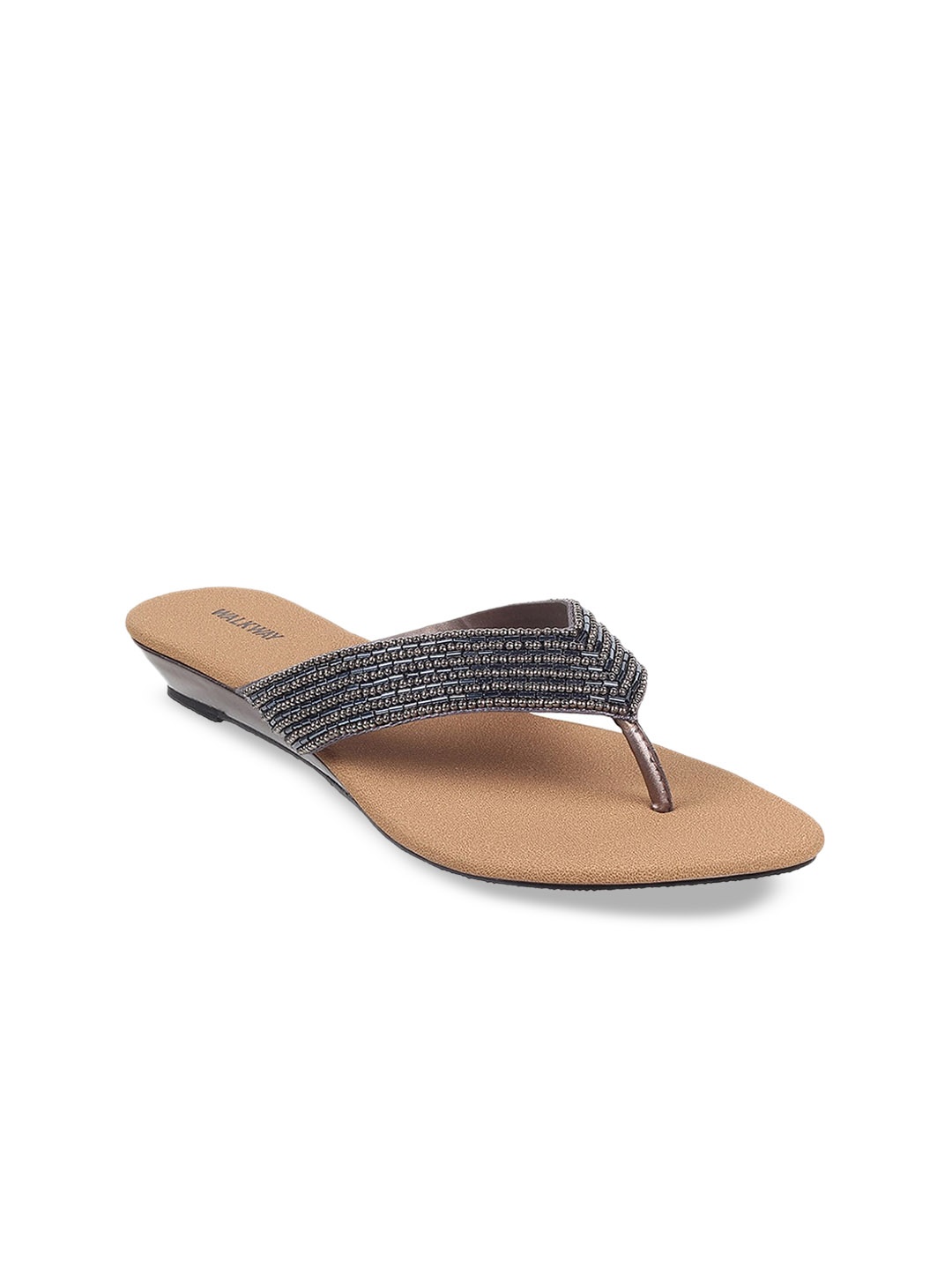 

WALKWAY by Metro Women Grey Embellished Open-Toe Wedges