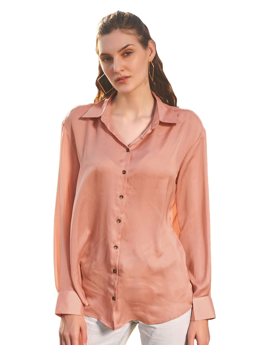 

NEOFAA Women Peach Casual Shirt