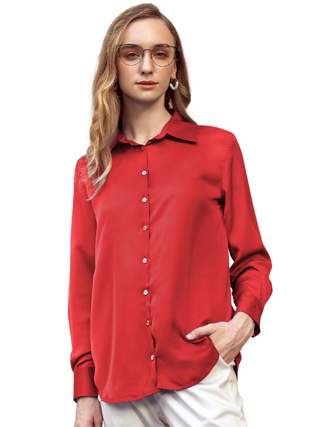 

NEOFAA Women Red Casual Shirt