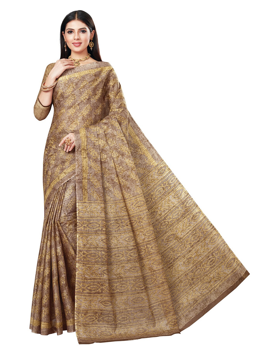 

SALWAR STUDIO Beige Printed Pure Cotton Saree