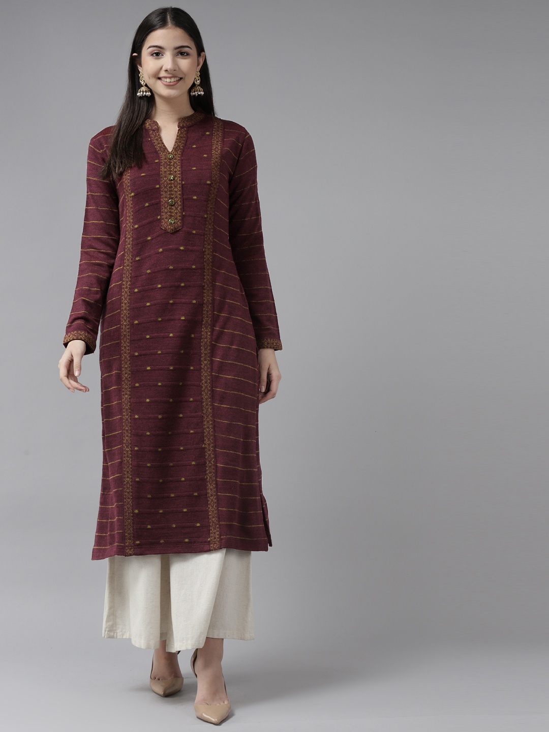 

Cayman Women Maroon Wool Kurta