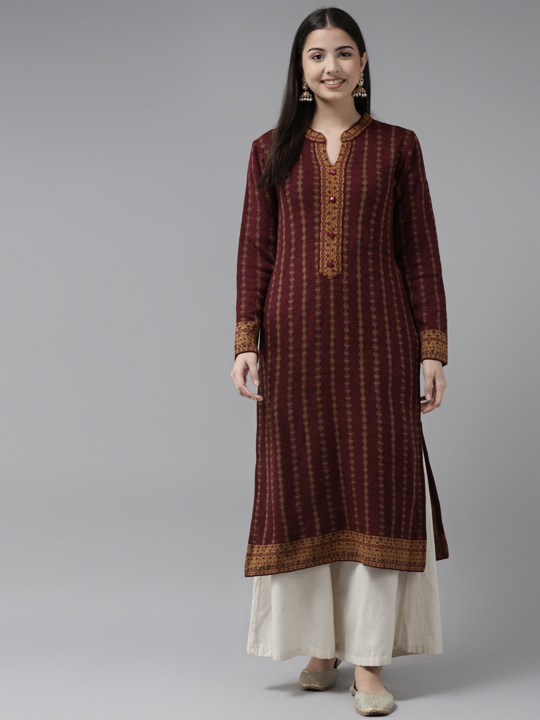 

Cayman Women Maroon Knitted Woollen Kurta