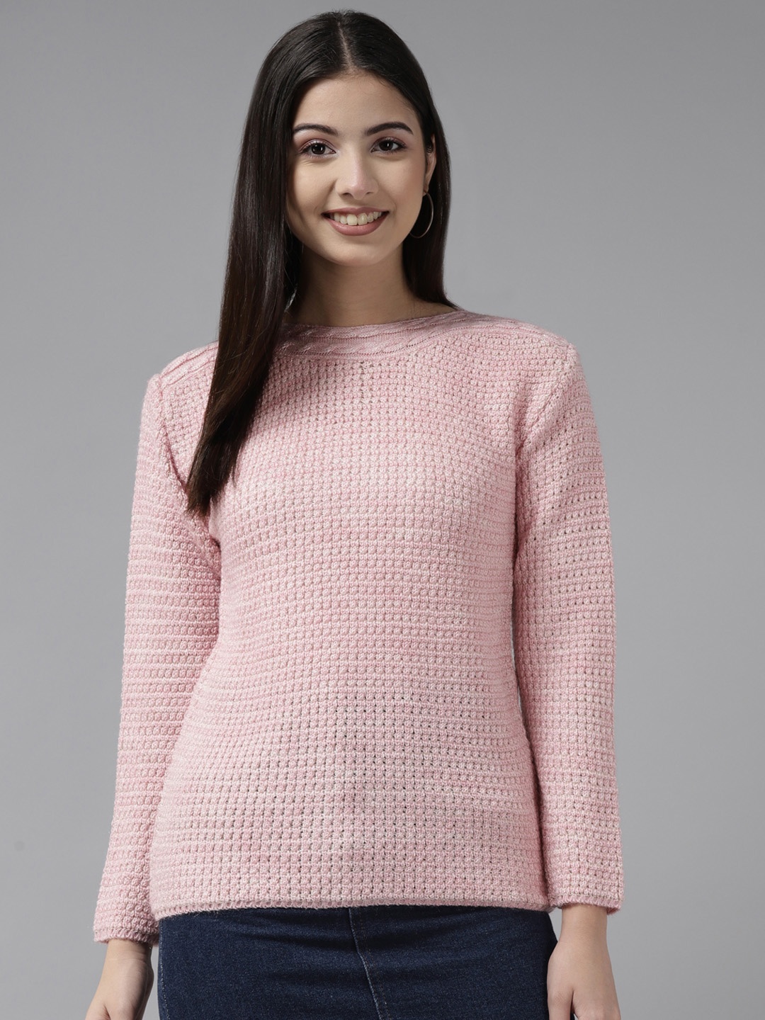 

Cayman Women Pink Knitted Woollen Pullover