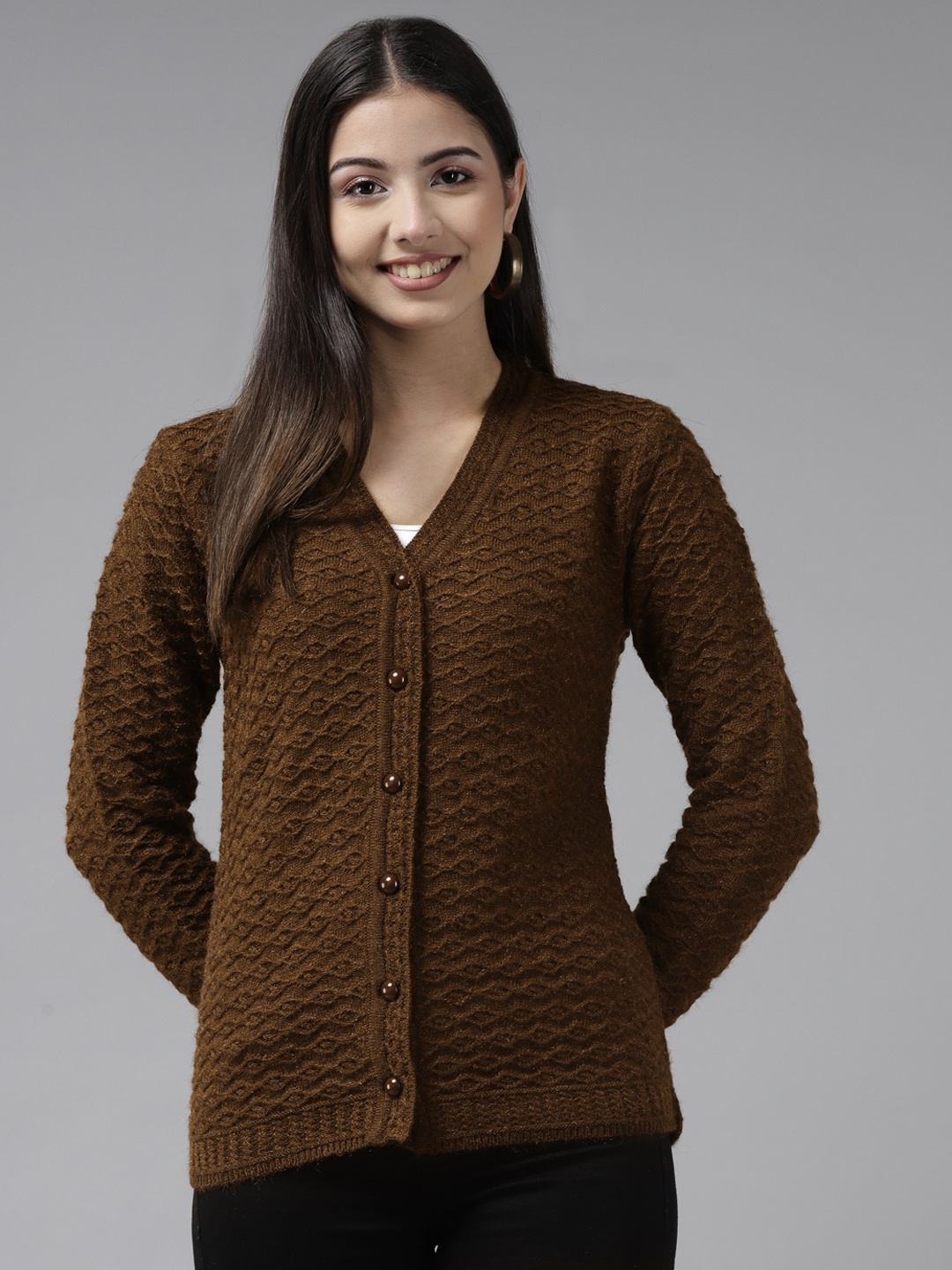 

Cayman Women Brown Wool Cardigan
