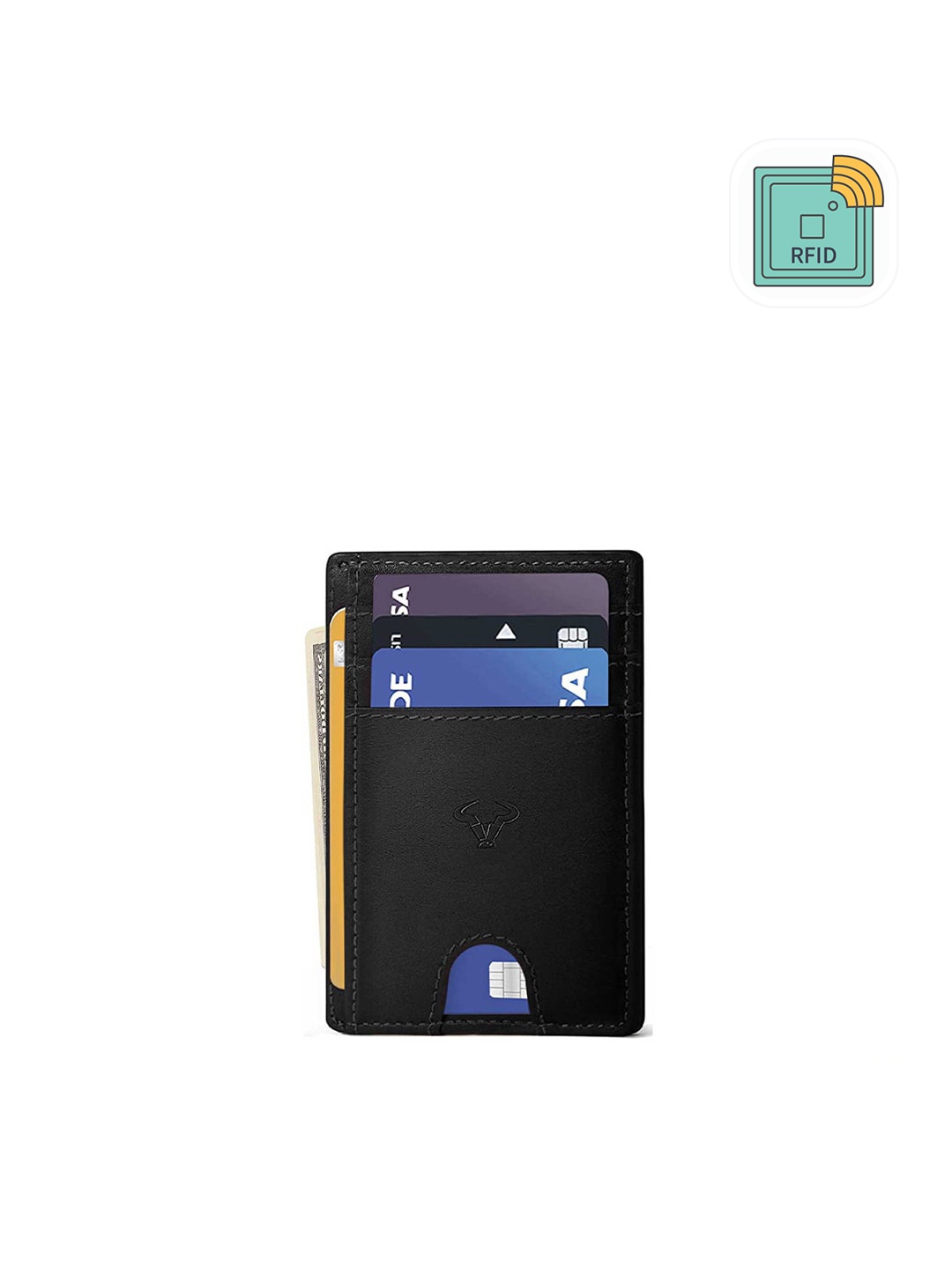 

CONTACTS Men Leather Card Holder, Black