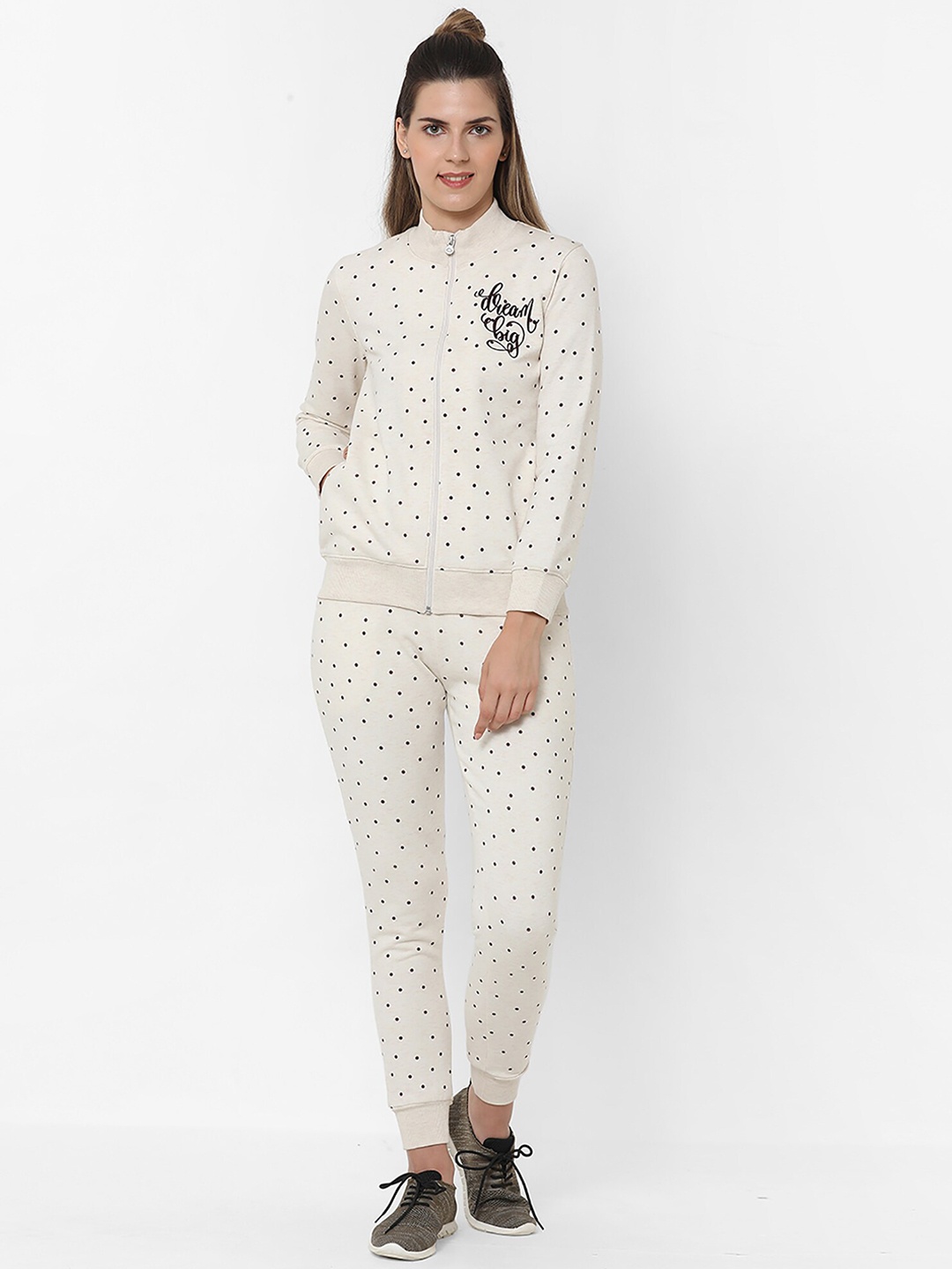 Sweet Dreams Women White & Black Printed Tracksuits