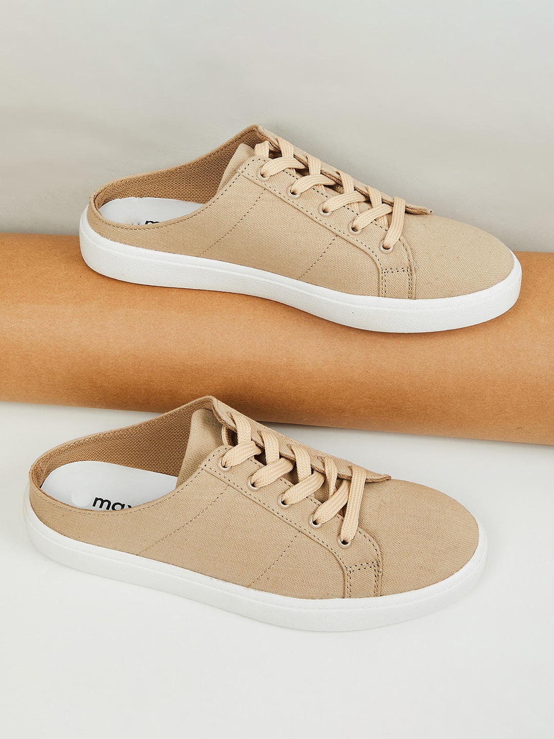 

max Women Beige Solid Sneakers