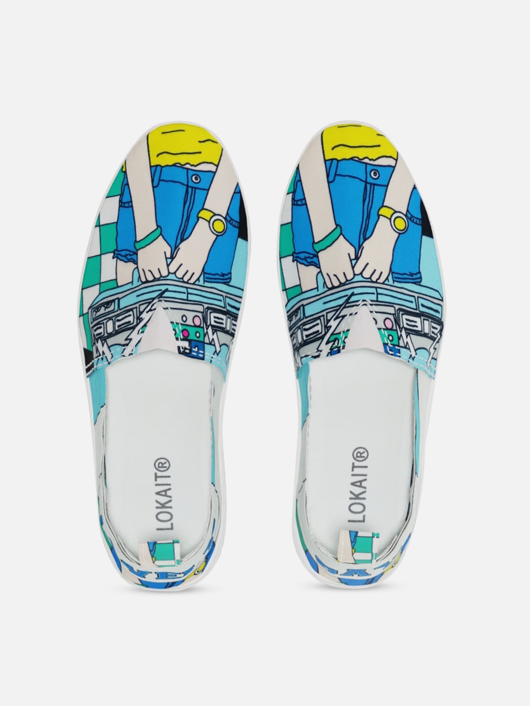 

LOKAIT The Sneakers Company Women Printed Canvas Slip-On Sneakers, Blue