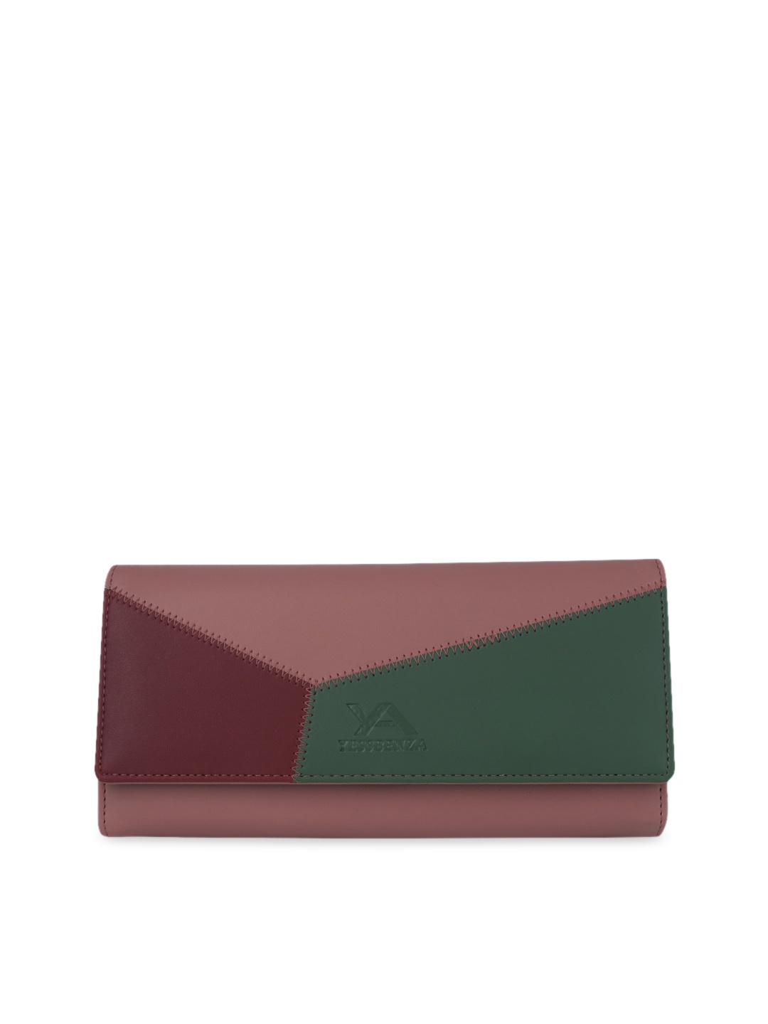 

YESSBENZA Women Pink & Brown Colourblocked Envelope Wallet