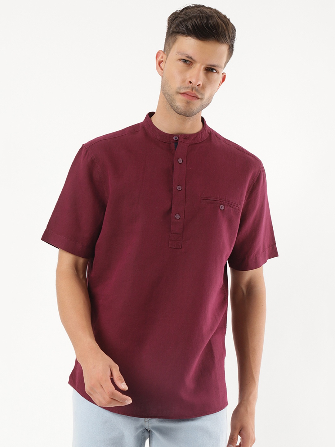 

Marks & Spencer Men Magenta Casual Shirt