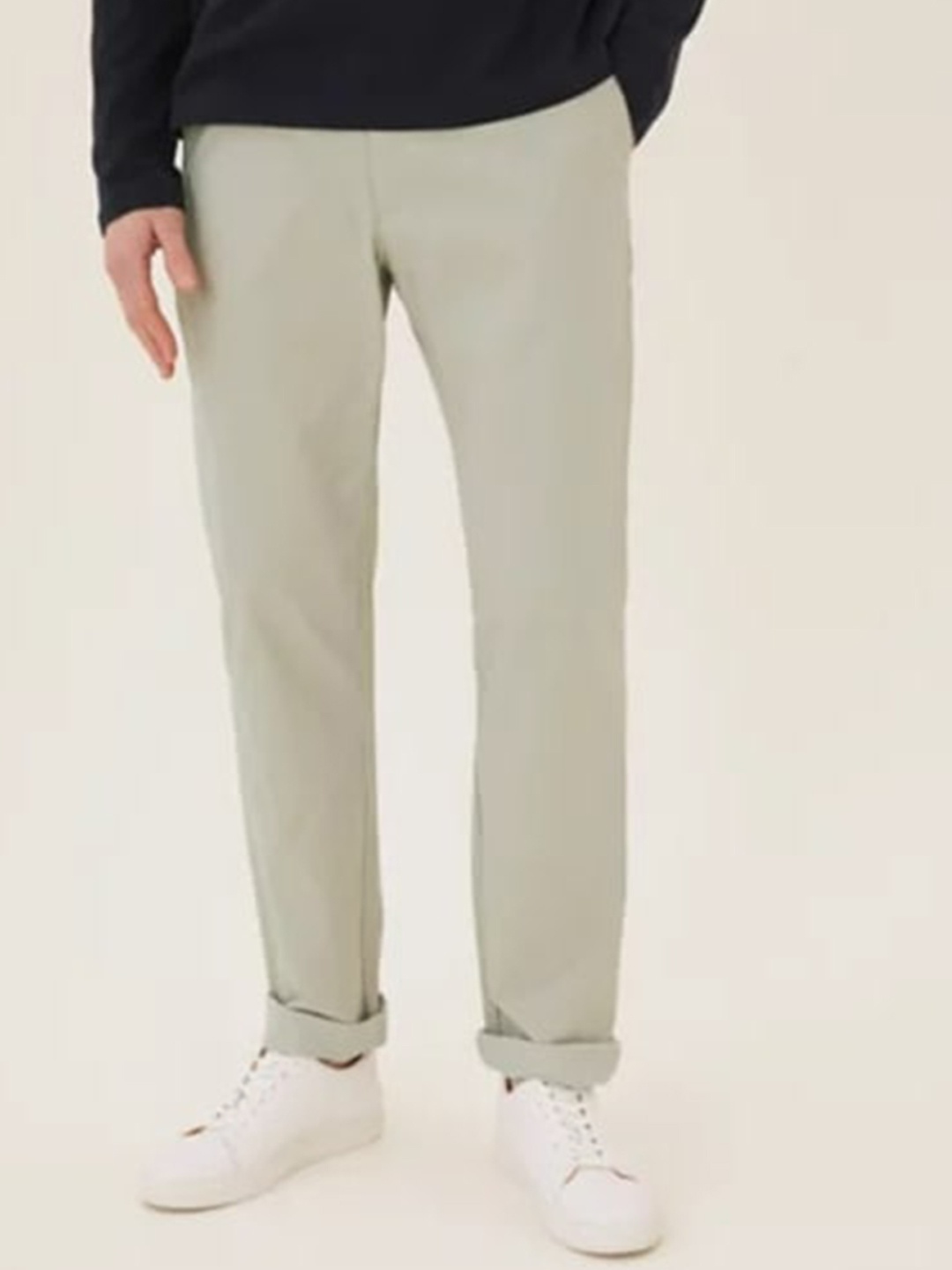 

Marks & Spencer Men Beige High-Rise Trousers