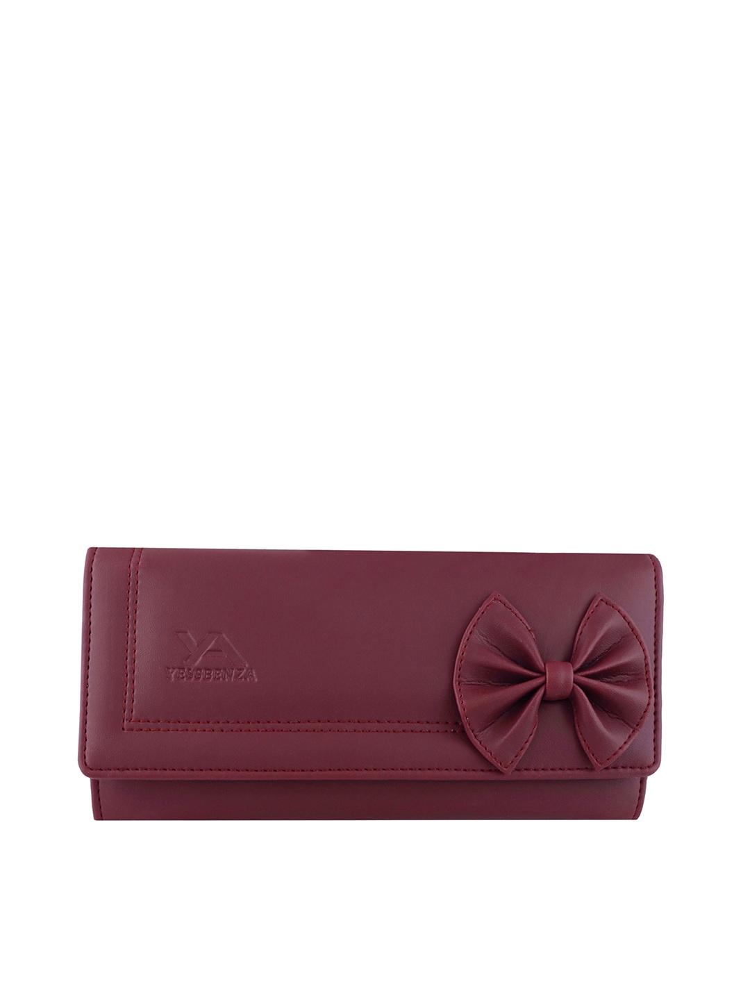 

YESSBENZA Women Maroon Solid Synthetic Leather Bow Detail Envelope