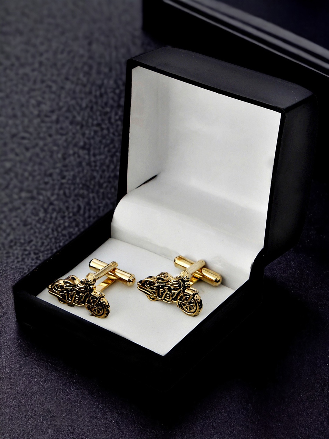 

LUCKY JEWELLERY Gold Plated Black Quirky Cufflink