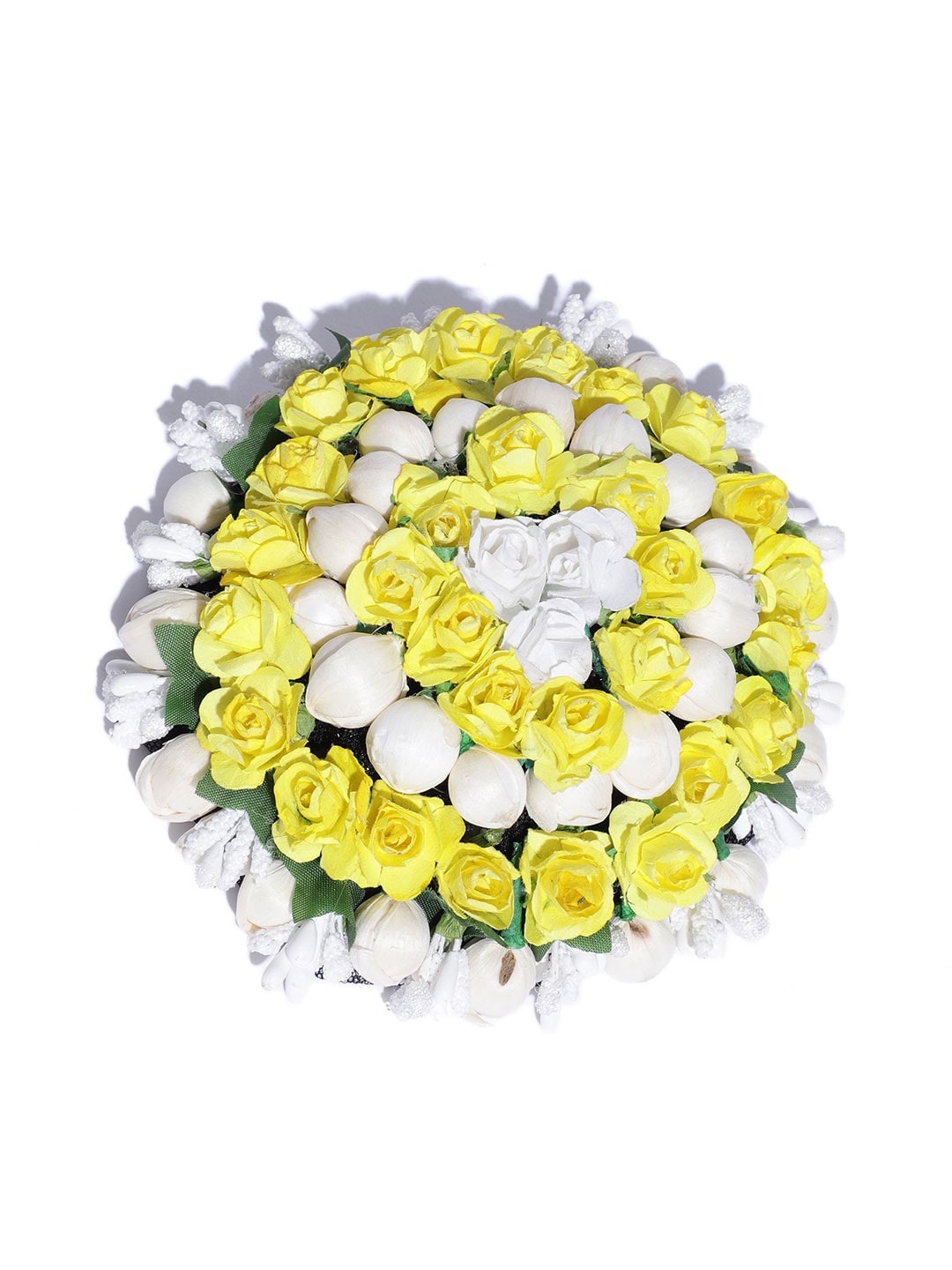 

CHRONEX Artificial Yellow & White Rose Flowers Bridal Bun Juda Maker Hair Extension