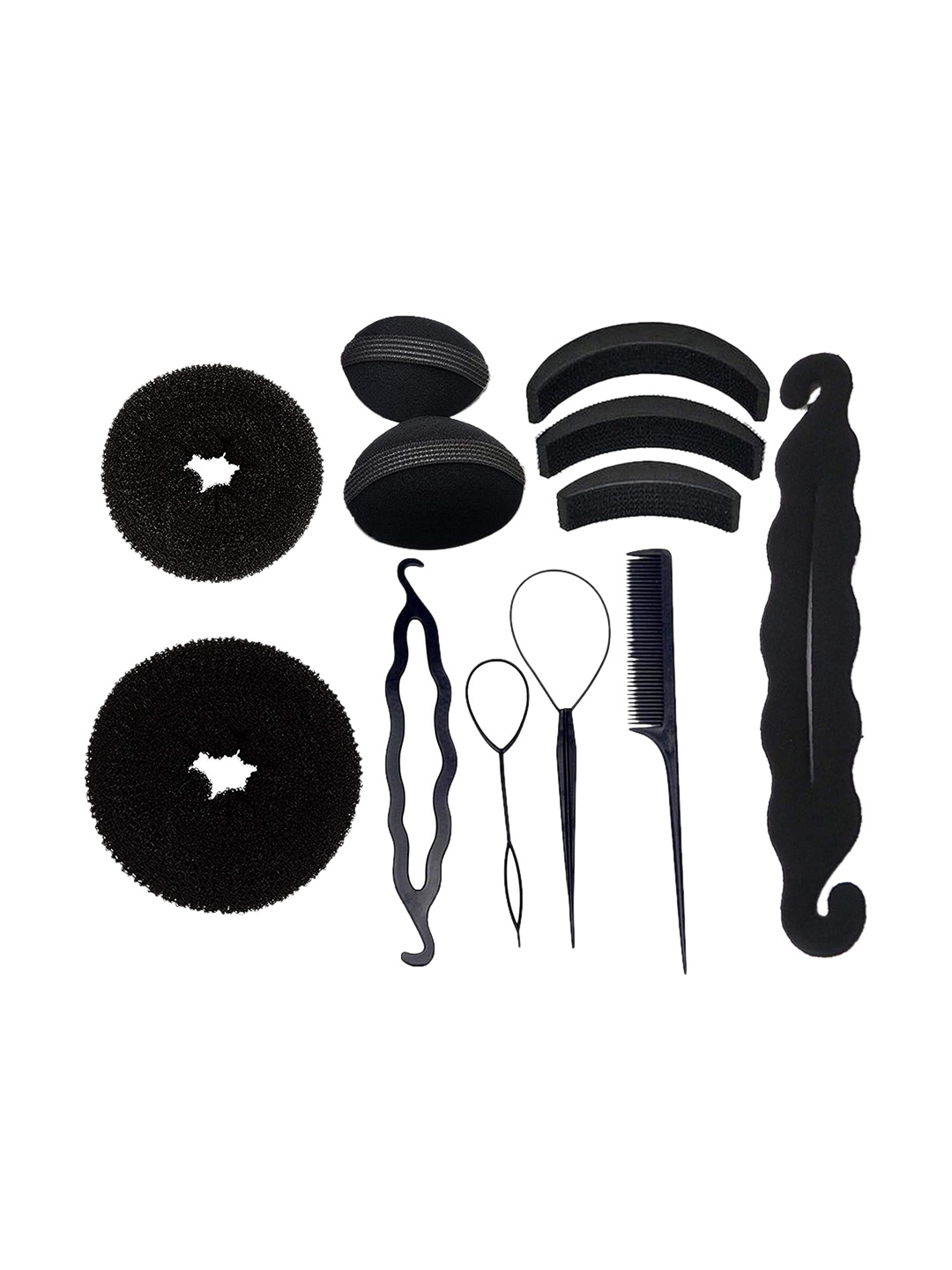 CHRONEX Set Of 11 Hair Styling Accessories, Black