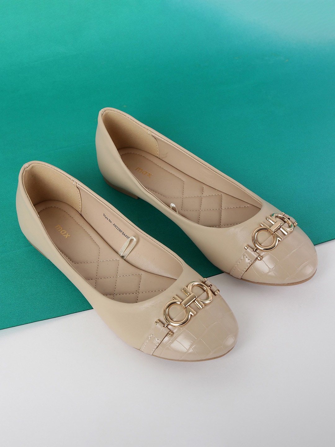 

max Women Beige Embellished Ballerinas Flats