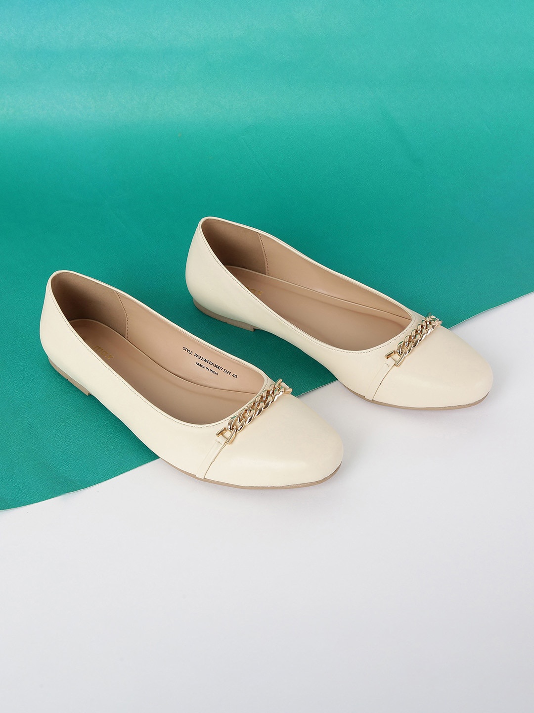 

max Women Embellished Ballerinas Flats, Beige