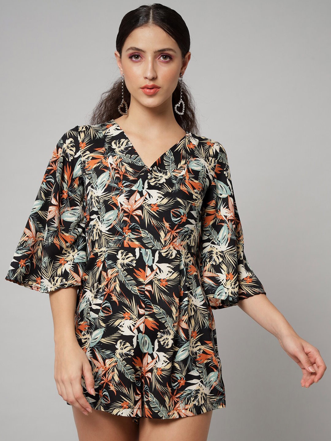 

emeros Floral Printed Jumpsuit, Black