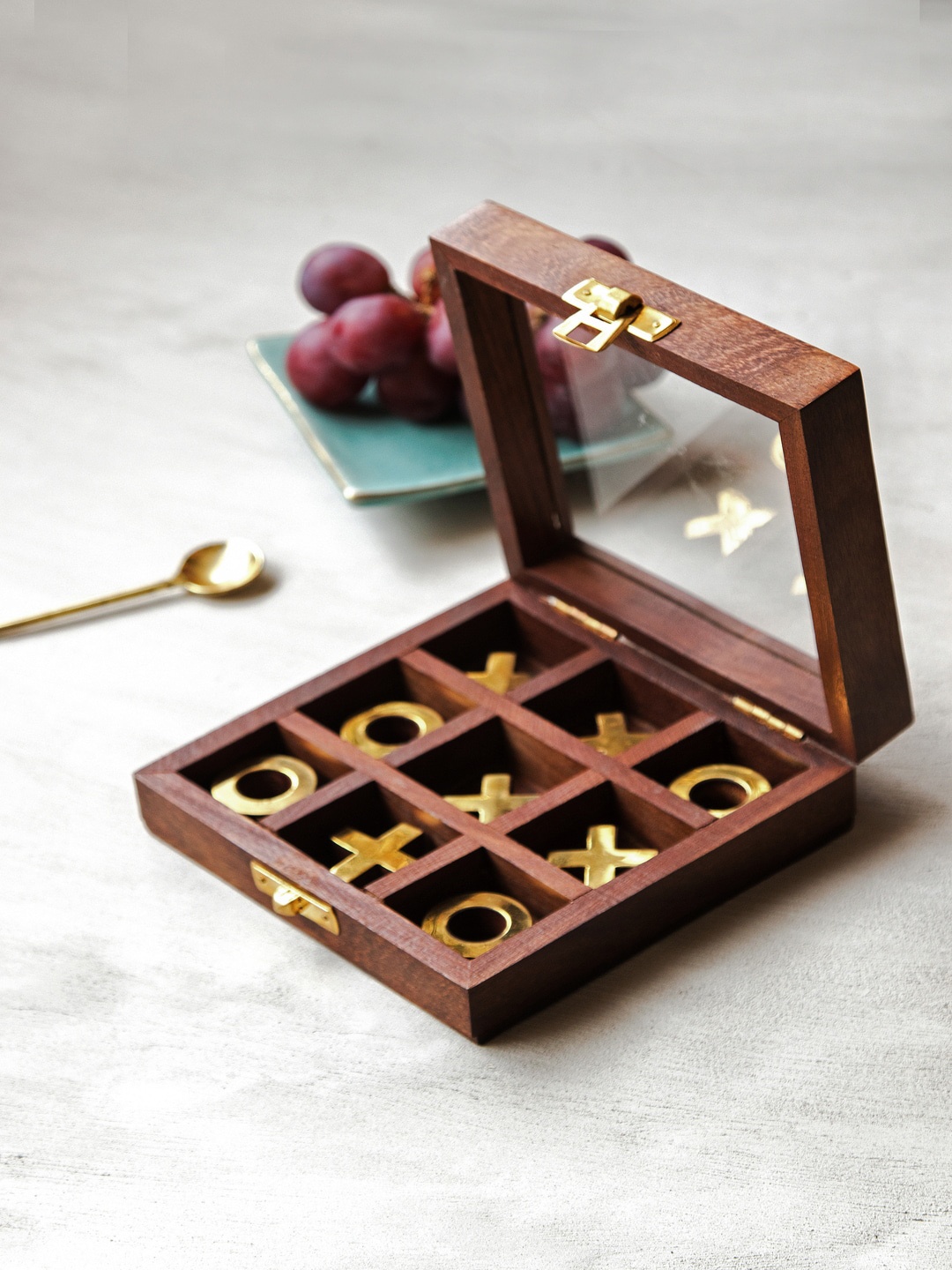 

The 7 DeKor Brown Wooden Tic Tac Toe Curio Showpiece