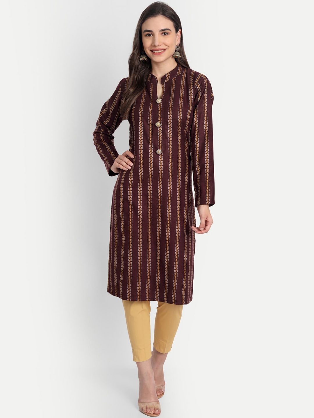 

Alavya Women Thread Work Kurta, Brown