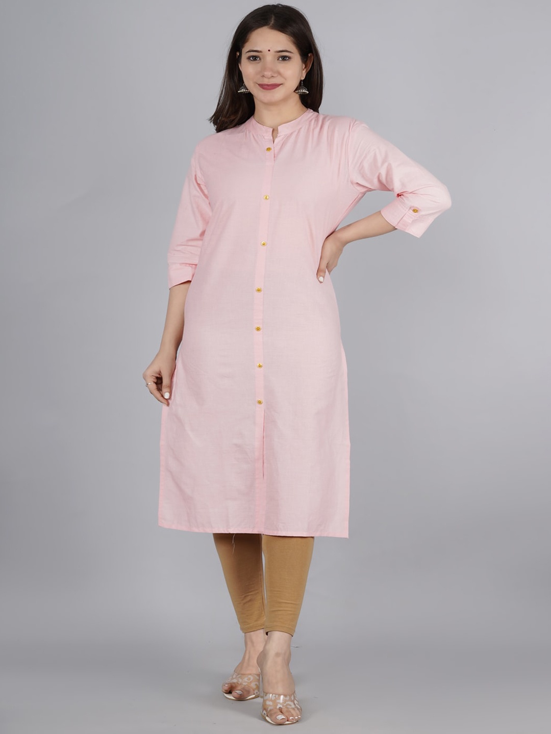 

kipek Women Pink Solid Cotton Kurta