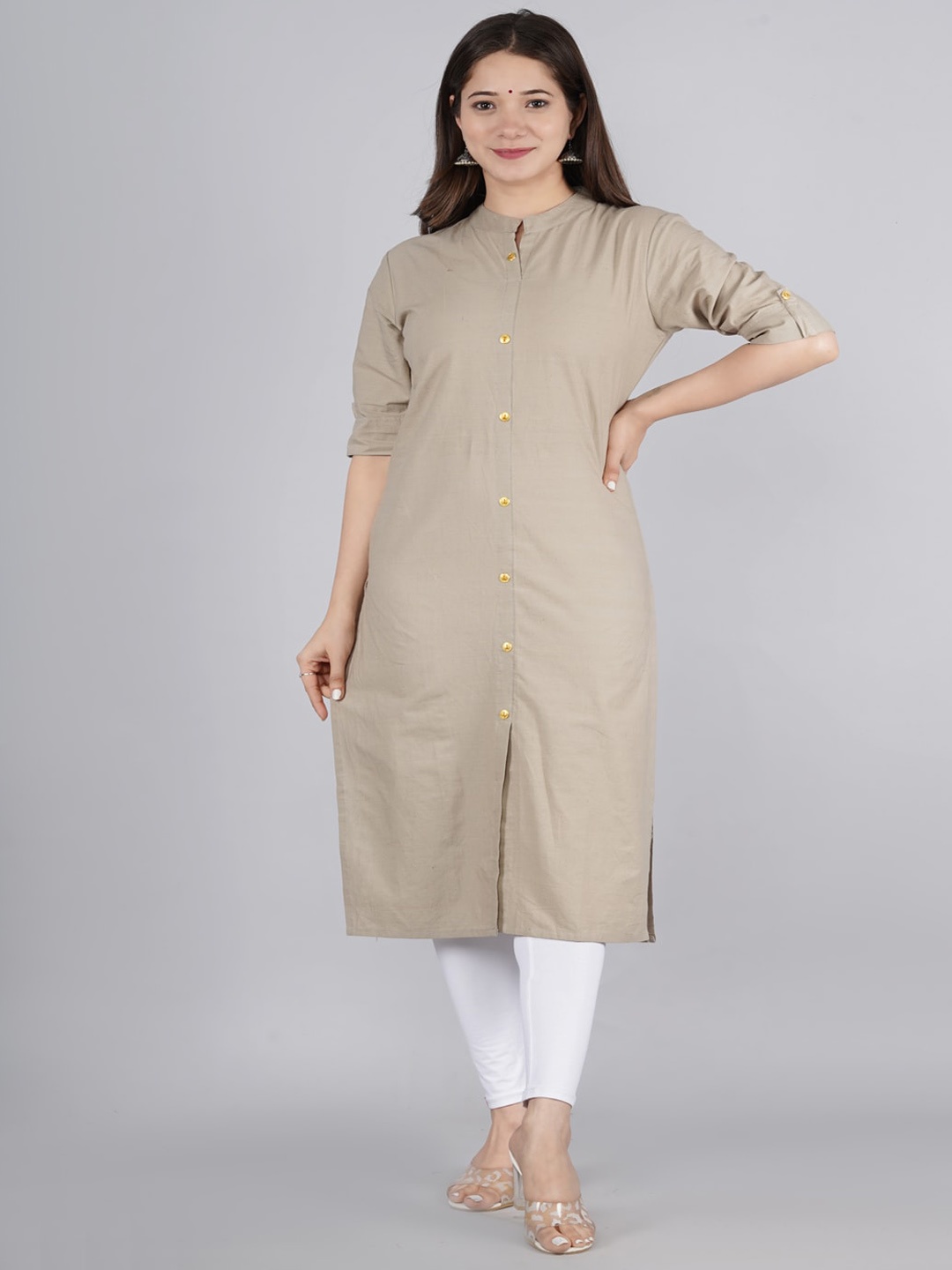 

kipek Women Cream-Coloured Cotton Kurta