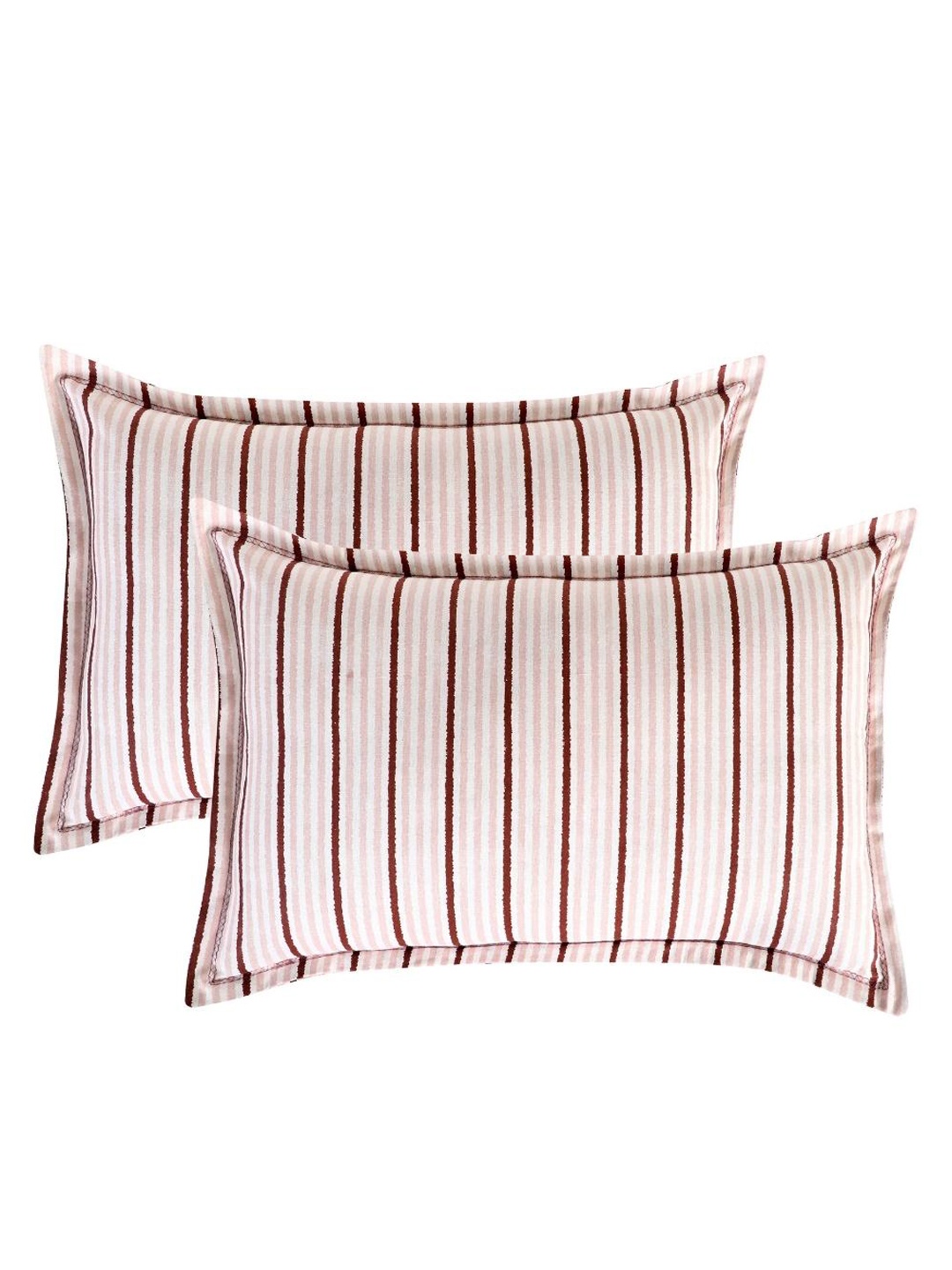 

A Homes Grace Set Of 2 Brown Printed Cotton 144 TC Pillow Covers