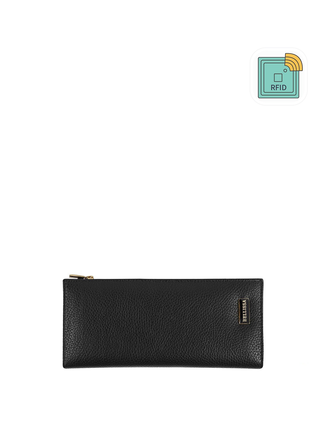 

Bellissa Women Zip Detail PU Two Fold Wallet, Black