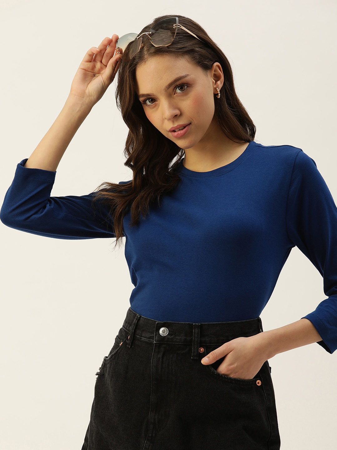

DressBerry Women Solid T-shirt, Navy blue
