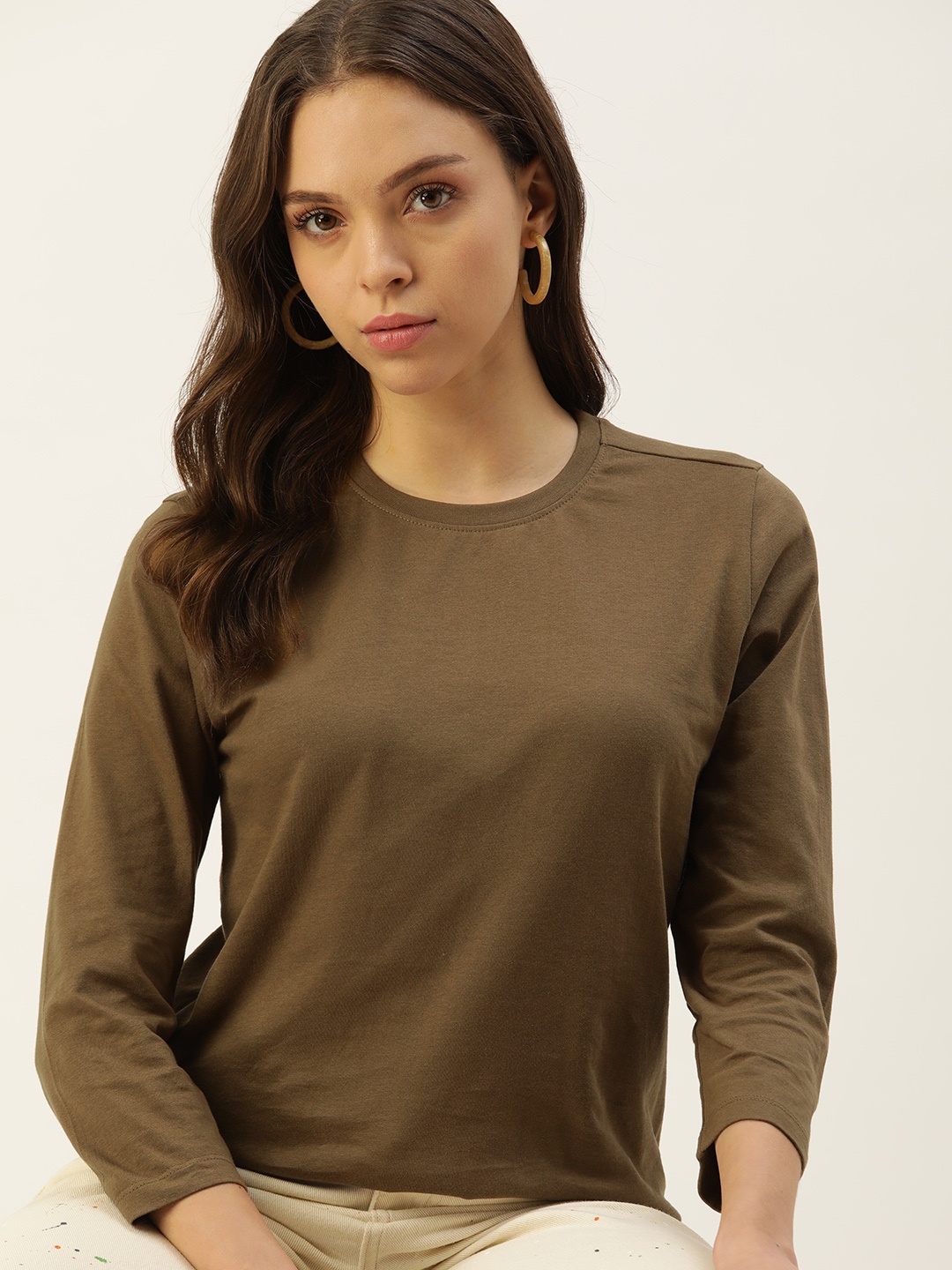 

DressBerry Women Solid T-shirt, Brown