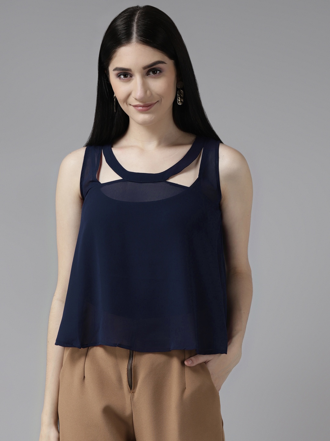 

Aarika Navy Blue Georgette Top